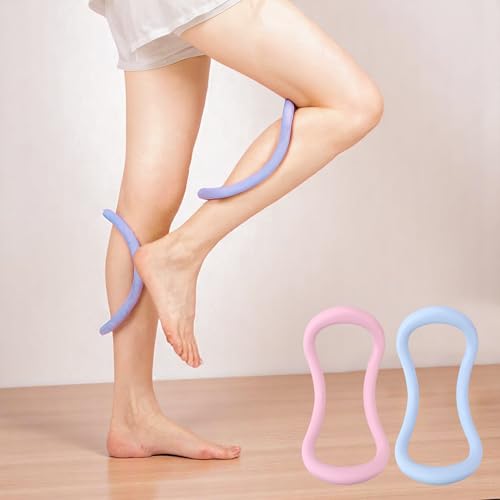 Set of 2 Yoga Rings for Leg, Calves, Calf Pilates, Fitness Circle Equipment for Women, Resistance Stretch Circles Tool with Massage Points, Home Exercise Workout Training Support Sport