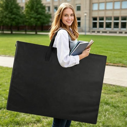 ZKOO Art Portfolio Bag, Light Weight Art Canvas Portfolio Case with Nylon Shoulder Strap, Carrying Storage Case for Artwork, Poster, Sketching, and Drawing (Compatible 18 * 24 Inch-Black) - size: 18*24in Black