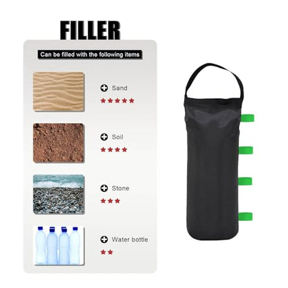 145 LBS Canopy Weights Sand Bags, 4-Pack Sand Bags for Weight Outdoor Advertising Tent Sunshade Fixed Windproof Pop up Canopy Tent Weights (Black-Green Straps) - color: Black-green straps