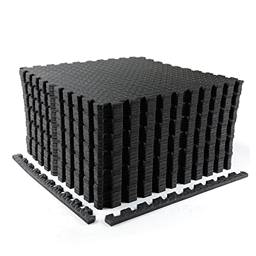 CAP Puzzle Exercise Mats | 1/2” Thick EVA Interlocking Foam Tiles for Home Gym Flooring | Multiple Options - color: Diamond - Black, style: 36 Tiles (144 SQ FT)