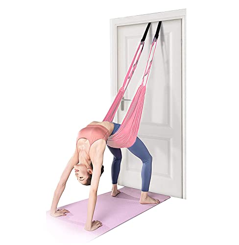 Fitness Yoga Stretching Strap, Adjustable Leg Stretcher Back Bend Assist Trainer, Improve Leg Waist Back Flexibility Home Gym Equipment for Rehab Pilates Ballet Cheerleading Splits Gymnastics - color: pink