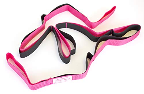 RangeMaster Stretch Strap with Exercise Guide│ Versatile Multi-Loop Strap Perfect for Yoga, Pilates, and Physical Therapy │ Portable │ Helps Improve Flexibility - color: Pink