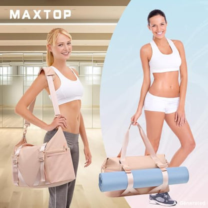 MAXTOP Women's Yoga Bag with Shoe Pouch,Travel Bag for Gym Workout Daily - color: Pink