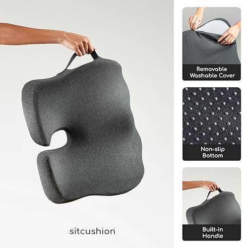 Pressure Relief Seat Cushion for Tailbone Pain, Sciatica & Coccyx Pillow - color: Black & Dark Gray