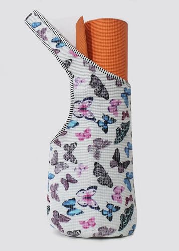 INDIAN CRAFT CASTLE Yoga Mat Bag | Tote Mat Bag | Sling Yoga Tote w/Large Side Pocket & Zipper Pocket | Yoga Mat Carrier Fits Most Size Mats - color: White Multi