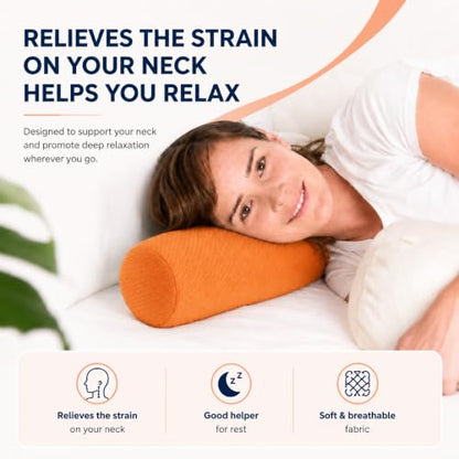 Neck Roll Pillow, Cervical Neck Pillow Bolster Pillow for Sleeping - color: Clay Orange