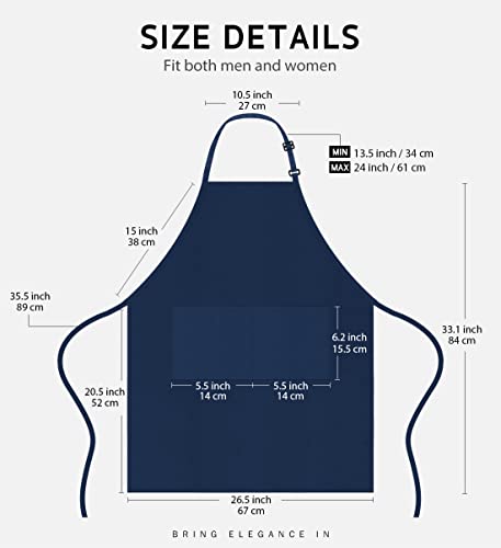 Syntus Apron for Men Women, Adjustable Cooking Kitchen Apron with 2 Pockets | Machine Washable, Firm Stitching, Stain Resistance, Long Tie Straps, 2 Pockets, Versatility, Unisex Use, Gift, BBQ - color: Blue Dark, style: 2 Polyester Blend