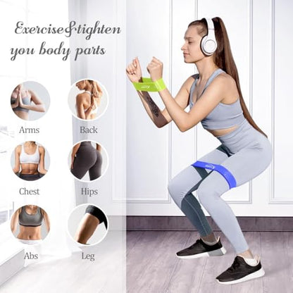 VEICK 5-Level Resistance Loop Bands Set for Strength Training & Pilates - color: Blue