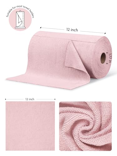 Fantasticlean Microfiber Cleaning Cloth Rolls- 675 Sheets (9 Rolls of Pink) - color: Pink, size: 675 pack
