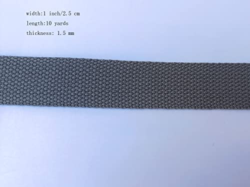 1 Inch Cotton Webbing 10 Yards Cotton Strap for Tote Canvas Bags Crafts Sewing (2025 Grey) - color: 2025 Grey