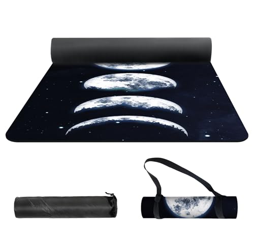 nuveti Yoga Mat Print Extra Thick TPE Non Slip Fitness Exercise Mat with Carrying Bag,72"x24" Extra Thick 6MM Exercise & Workout Mat for Yoga, Pilates Fitness and Floor Exercises - color: Moon-Y
