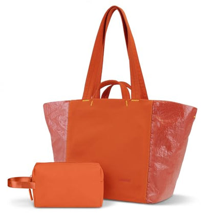 Everyday Bag Tote for Women, 25L Lightweight Spacious Gym&Work - color: Orange-red