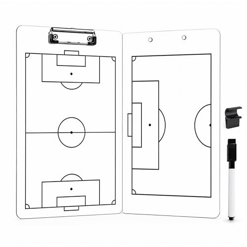 Soccer Coaching Board Dry Erase Soccer Tactics Clipboard Double Sided Coaching Board with Full and Half Field Layout, Soccer Strategy Board with Marker for Coaches - color: Soccer Coach Whiteboard