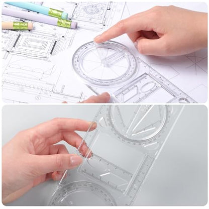 Zonon 2 Pack 360 Degree Protractor, 6 Inch Multifunctional Drawing Ruler Rotatable Mathematical Function Math Geometry Ruler Set, Large Clear Circle Protractor Drafting Tools for Engineering(Upgrade) - style: Upgrade