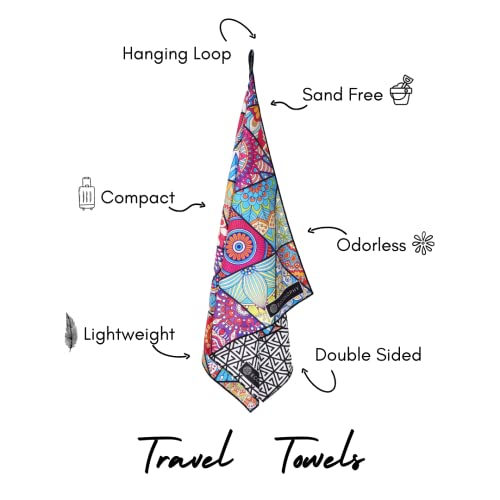 ECCOSOPHY Microfiber Beach Towel - Quick Dry, Sand Free and Oversized 71x35 | Super absorbent, lightweight, swimming, gym, extra large, pool, cruise, camping, yoga, travel, compact, carry bag, vacation - color: Havana