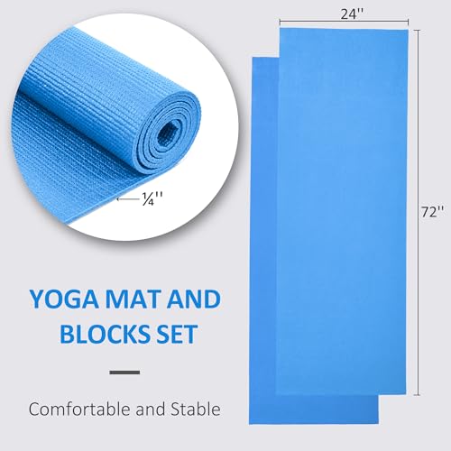 Fitvids All Purpose Thick High Density No Tear Exercise Yoga Mat with Strap & Lightweight Features for Indoor & Outdoor Use - color: Blue