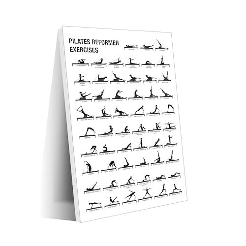 WJCYPLIG Pilates Pose Reformer Exercises Chart Home Gym Poster Wall Art Canvas Print Office Living Aesthetic Decor 08x12inch(20x30cm) Frame-style - color: Frame-style, size: 8x12 inches
