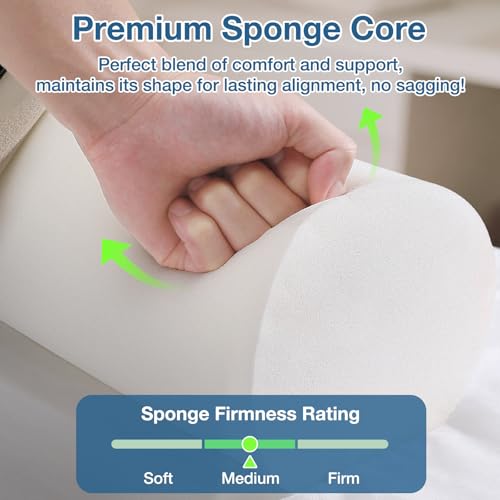 26 x 6 In Full Round Massage Bolster, PU Leather Bolster with Strap Handle | Under Knee Pillow for Massage Table, Under Back Ankles Pain Relief Roll Bolster Pillow for Yoga & Spa, Round Leg/Neck Support - color: 6" Full Round - Blue