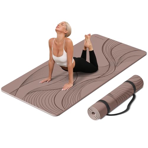 PAIDU Large Yoga Mat 72"x36"x10mm Non-Slip Exercise Mat for Home Gym Studio - color: Brown