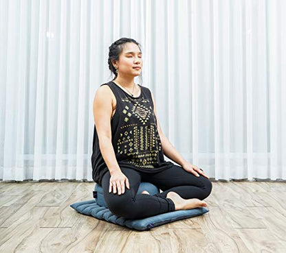 Leewadee Meditation Cushion Set – 1 Small Zafu Yoga Pillow and 1 Small Roll-Up Zabuton Mat Filled with Kapok - color: Cl13 - Grey