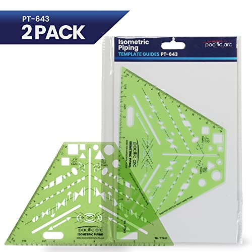 2 Pack - Pacific Arc Professional Plumbing Elevation Template Guide - style: Isometric Piping - 2 Pack