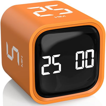 Rotating Productivity Timer 5/25/10/50, Desk Flip Timer for ADHD,Orange - color: Orange