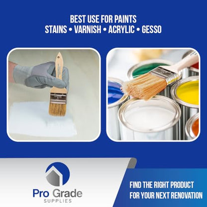 Pro Grade Chip Brushes, Disposable Paint Brushes, Assorted Sizes, 24 Piece | Natural bristle, wood handle | 4 widths, 6 of each | For stain, varnish & glue | Cabinets, furniture, crafts - size: 24Pc. Var.