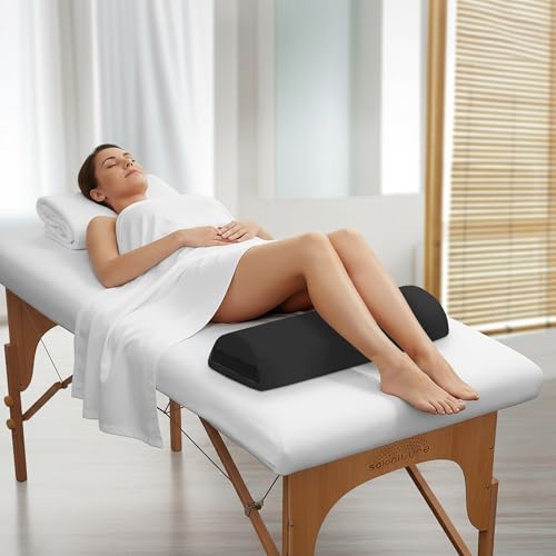 Saloniture Jumbo Half Round Massage Table Bolster Under-Knee Pillow Pad - 26 x 9 x 4.5 Inch - Black - color: Black