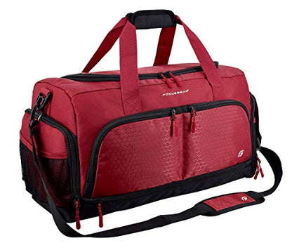 Ultimate Gym Bag 2.0: The Durable Crowdsource Designed Duffel Bag with 10 Optimal Compartments Including Water Resistant Pouch - color: Red, size: Medium (20")