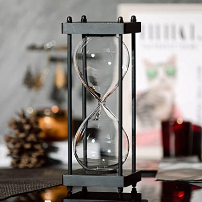 SAMLONG Large Fillable Hourglass Timer, Black Wooden Sandglass, Empty - color: Fillabe Sand