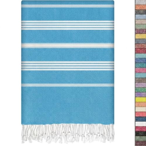 EPHESUS TOWELS Turkish Beach Towel - 38x70 inch Oversized - Sultan Design - Turkish Towel for Beach, Bath, Pool, Gym, Yoga - Prewashed, Lightweight, Quick Dry (Turquoise) - color: Turquoise