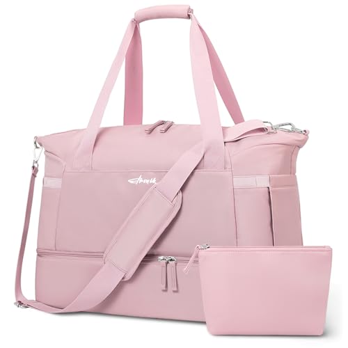 Gym Bag for Women, Personal Item Travel Bag with Shoes Compartment for Trip - color: Pink, size: Medium
