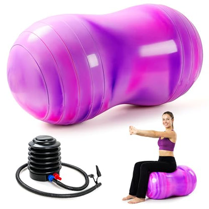 18''/20'' Peanut Ball for Kids & Adults, Anti-Burst Exercise Ball - color: Purple-pink, size: 20''(50cm*100cm)