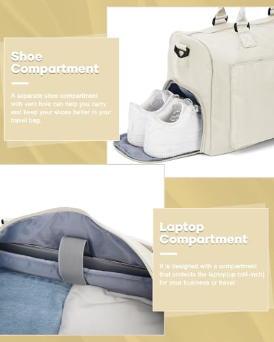 Travel Duffel Bag Weekender Bags for Women Carry On Gym Tote Bags White - color: G4-Cream White