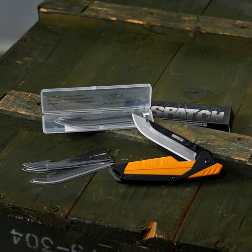 DISPATCH 3.5" RazorSafe Replacement Knife Blades, 7-Pack Utility Knife Blades with Protective Sheath, Packed in Clear Case with Color Box—Compatible Spare Blades for Outdoor, EDC & Repair Use - style: 7-Pack Utility Knife Blades