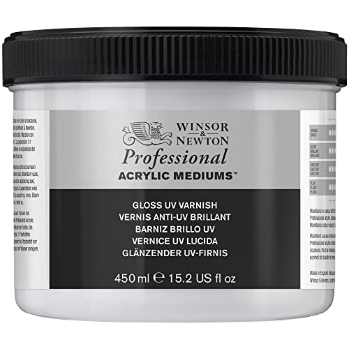 Winsor & Newton Professional Acrylic Medium, Gloss UV Varnish, 450ml | Applies a removable glossy protective coating that helps shield finished acrylic paintings from UV exposure and dirt. - color: Gloss Uv Varnish, style: 450ml (15.2-oz)