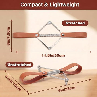 Pilates Toe Corrector with Yoga Ball, Premium Eco-Friendly Leather Toe Gizmo for Foot Pilates & Bunion Relief, Big Toe Alignment Stretcher Exercise Band for Women Men, Brown