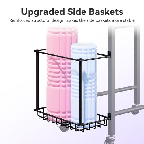 Heavy-Duty Home Gym Storage Rack with Hooks, Wheels, Workout Gear, 3-Tier