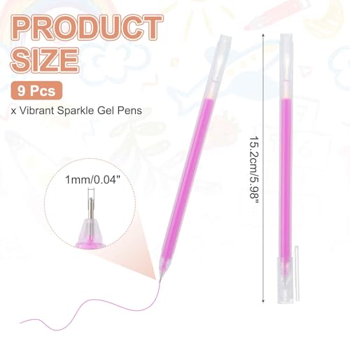 MECCANIXITY 9 Pcs Metallic Vibrant Sparkle Gel Pens, Drawing Pens with Fine Point 1mm for Adult Drawing Doodling Journaling Art Supplies and DIY Crafts, Purple - color: Purple