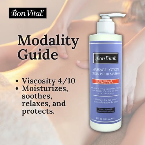 Bon Vital' Original Massage Lotion for a Versatile Massage Foundation to Relax Sore Muscles & Repair Dry Skin, Lightweight, Non-Greasy Formula to Moisturize and Repair Dry Skin, 8 Oz, Label May Vary - size: 8oz (Pack of 2)