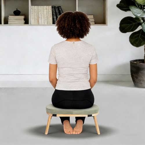 Foldable&Ergonomic Meditation Stool Foldable Kneeling Meditation Bench w/Cushion
