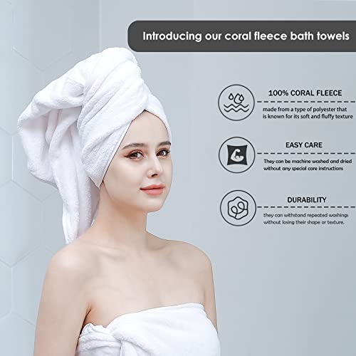 GraceAier Microfiber Bath Towels 4 Pack, 28x56 Inch Coral Velvet Quick Dry Towel Set, Highly Absorbent, Ultra Soft & Lint-Free for Bathroom, Gym, Travel and Swim- White - color: Microfiber-pure White