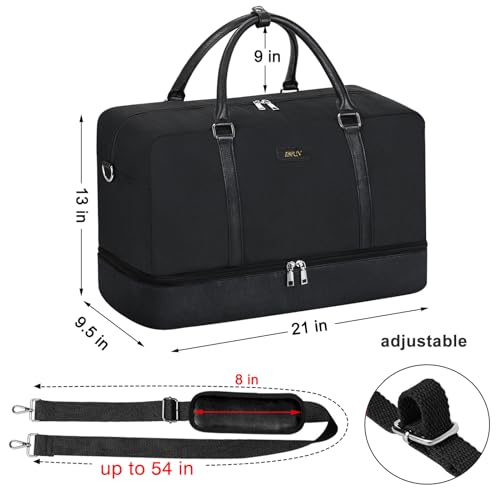 IBFUN Weekender Bags for Women, 21" Travel Duffle Bag with Shoe Compartment - color: D3-Black