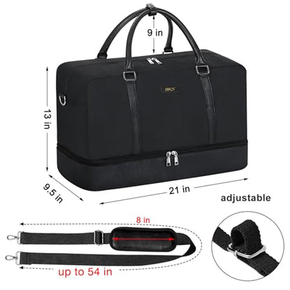 IBFUN Weekender Bags for Women, 21" Travel Duffle Bag with Shoe Compartment - color: D3-Black