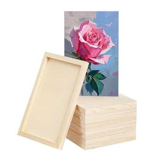 8 Pack 6x12 Inch Unfinished Square Wood Panels for DIY Painting Crafts | Blank Wood Canvas Frames for Oil Paint Pouring & Valentine Halloween Xmas Decor - size: 6"×12" 8 Pack