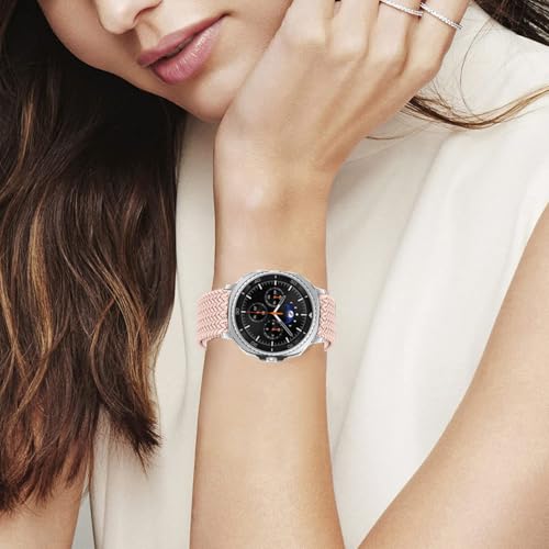 Nylon Braided band Compatible with Samsung Galaxy Watch 8 40mm 44mm, Elastic Band for Galaxy Watch 8 Classic 46mm - color: Nut Pink