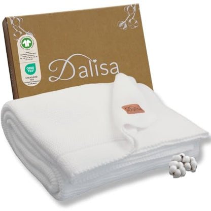 Dalisa Alina GOTS Organic Cotton Throw Blanket, White, 50x60 in - color: White, size: 50x60