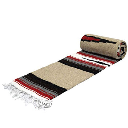 Open Road Goods Mexican Diamond Blanket - XL Heavyweight Yoga Blanket – Handmade in Mexico - Thick Boho Serape Saltillo Style Throw for Beach, Picnic, Home, Camping and More! (Autumn Earth) - color: Autumn Earth