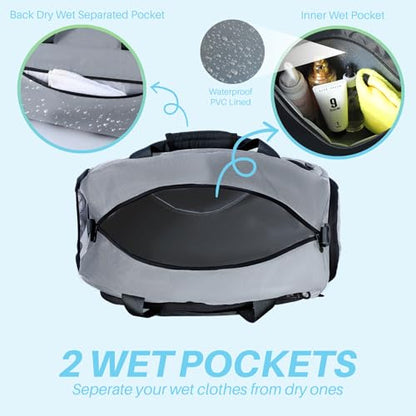 Small Gym Bag with Shoes Compartment&Wet Pocket,Unisex Sport Bag - color: Silver Grey
