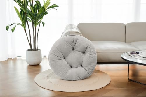 Floor Pillow for Adults, Large Sitting & Meditation Cushion - color: Light Gray, Round